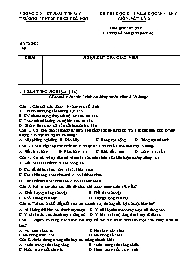 Đề thi học kì II Vật lí lớp 6 - Năm học 2014-2015 - Trường THCS Trà Dơn